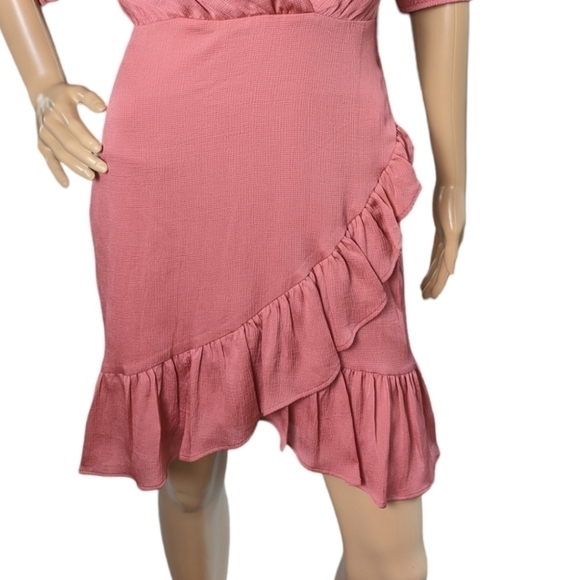 Express Pink Ruffle Wrap Dress - Picture 4 of 9